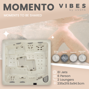 Vibes Spas Momento hot tub with two loungers and 61 jets